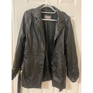 Wilson's Black Leather Jacket Coat Women Size Large Fall Winter Western Classic